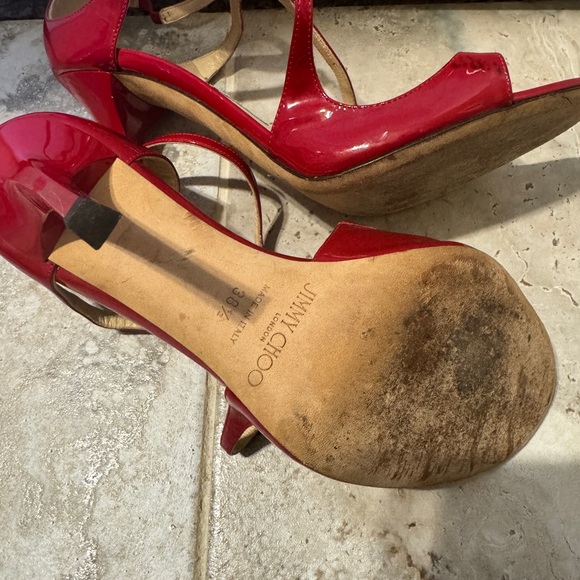 Jimmy Choo Red Strappy Heels - Picture 3 of 5